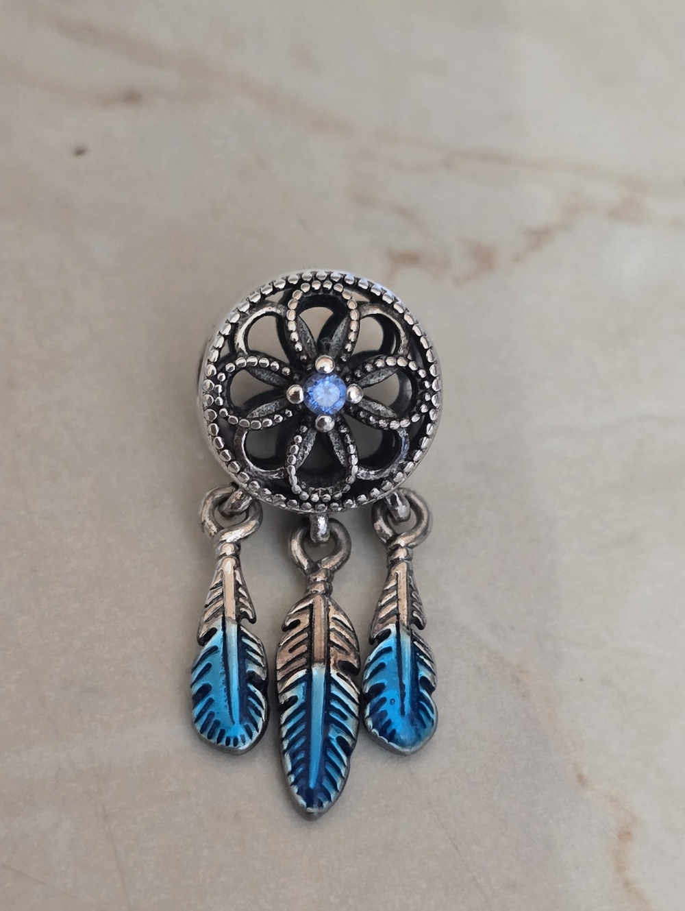 Blue Dream Catcher Charm 925 Sterling Silver